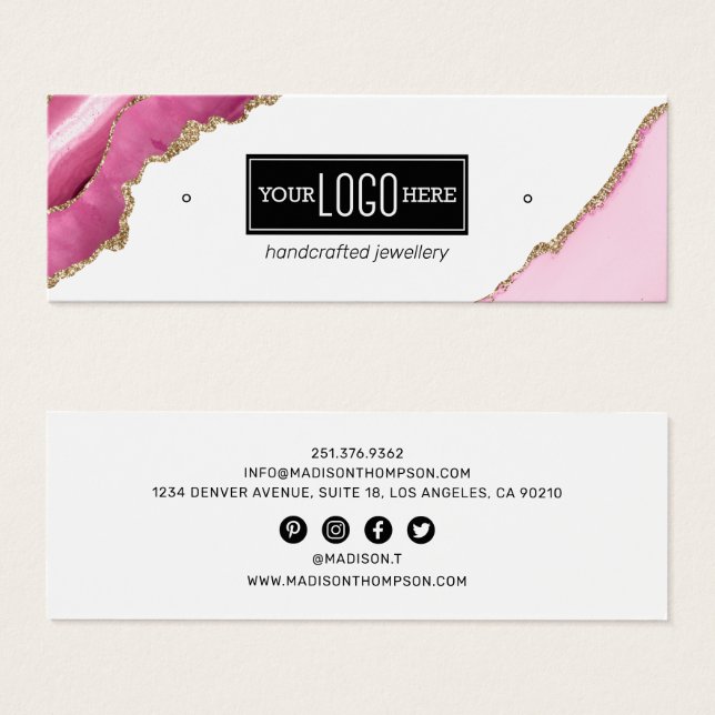 Logo Pink & Gold Agate Schmuckstück-Anzeige (Vorne & Hinten)