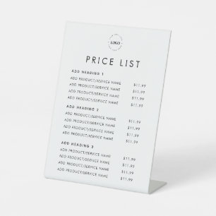 Logo-Preisliste Einfach Minimal Minimalistisch Sch Sockelschild