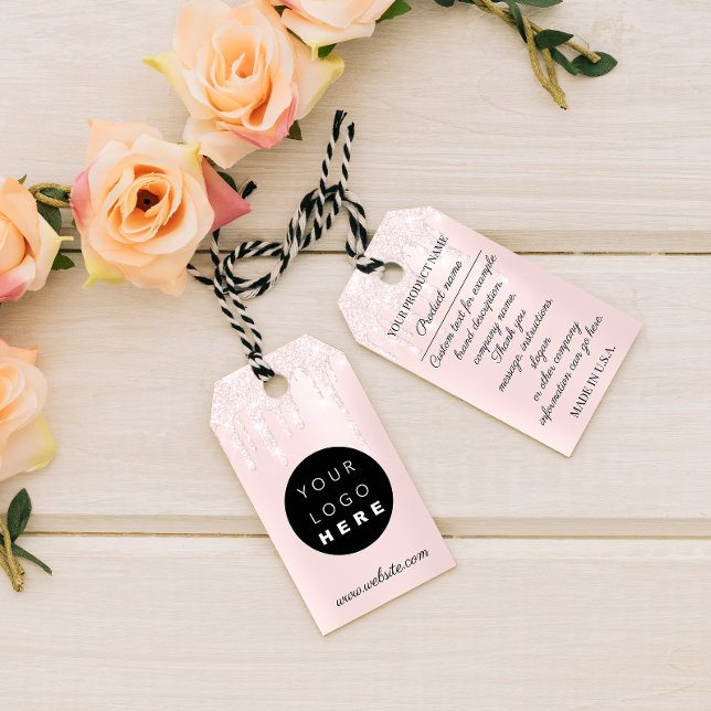 Logo-Produkt für benutzerdefinierte Unternehmen Ro Geschenkanhänger (Custom Company Logo Product Pink Drips Gift Tags)