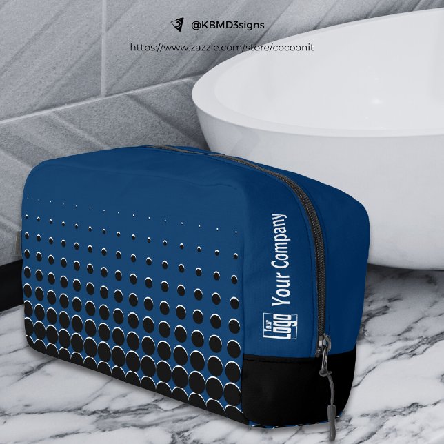 Logo-Punkte für Werbefirmen Schwarz-weiß blau Waschbeutel (Promotional Company Logo Dots Blue Black White Dopp Kit)