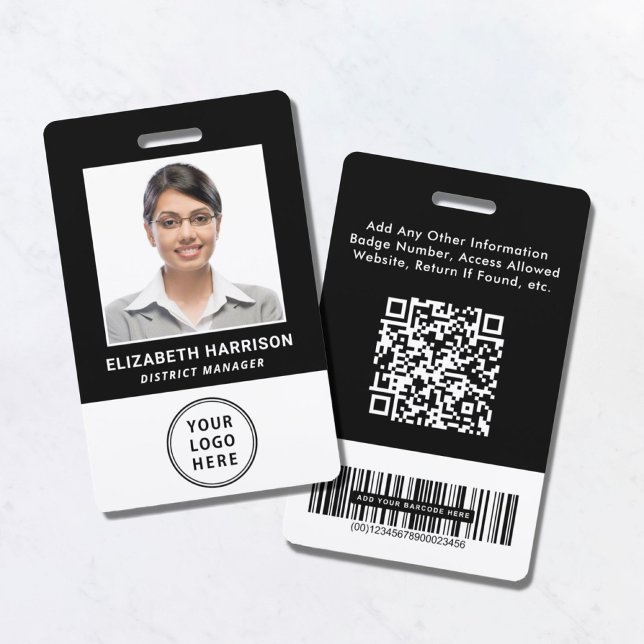 Logo QR Bar Codes Black Employee Foto ID Ausweis (Von Creator hochgeladen)