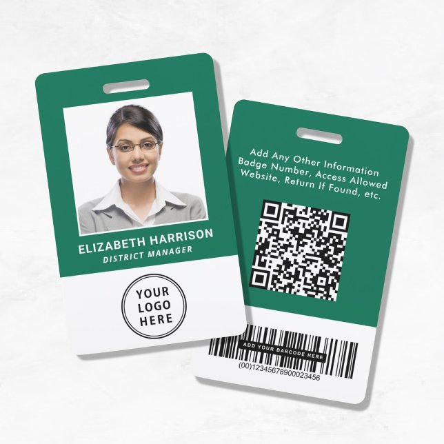 Logo QR Bar Codes Foto-ID für Grüne Mitarbeiter Ausweis (Von Creator hochgeladen)