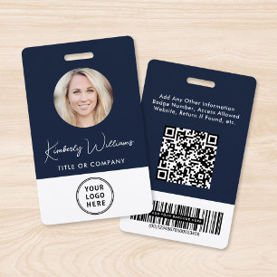 Logo QR Bar Codes Mitarbeiter Blaue Foto-ID Ausweis