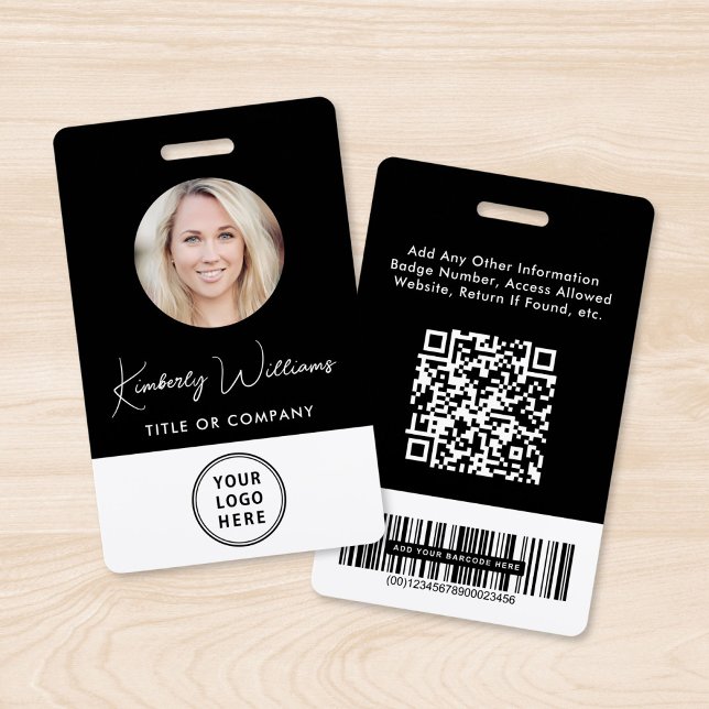 Logo QR Bar Codes Mitarbeiter Schwarzes Foto ID Ausweis (Von Creator hochgeladen)
