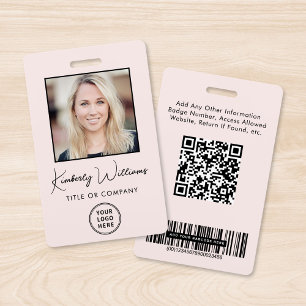 Logo QR-Barcodes Mitarbeiter Pink Foto-ID Ausweis