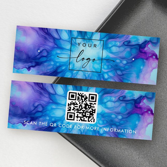 Logo QR-blaue lila Ohrring-Anzeigetafel (Logo QR code blue purple stud earring display card)