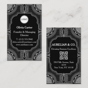 Logo & QR-Code Art Deco Luxus Visitenkarte