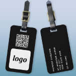 Logo QR Code Black Business Promotion Gepäckanhänger<br><div class="desc">Einfaches Logo und QR Code Design für Ihr Unternehmen. Ersetzen Sie das Logo, den QR-Code Ziel-URL und den Namen und die Adressdaten durch Ihre eigenen - oder verließ Sie das hintere Leerzeichen. Ändern Sie die Hintergrundfarbe im Entwurfswerkzeug, um sie anzupassen. Ideal als Werbeartikel für Kunden, Kunden und Mitarbeiter, für Geschäftsreisen...</div>