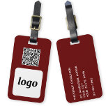 Logo QR Code Burgundy Business Promotion Gepäckanhänger<br><div class="desc">Einfaches Logo und QR Code Design für Ihr Unternehmen. Ersetzen Sie das Logo, den QR-Code Ziel-URL und den Namen und die Adressdaten durch Ihre eigenen - oder verließ Sie das hintere Leerzeichen. Ändern Sie die Hintergrundfarbe im Entwurfswerkzeug, um sie anzupassen. Ideal als Werbeartikel für Kunden, Kunden und Mitarbeiter, für Geschäftsreisen...</div>