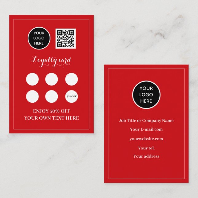 Logo QR Code Business Rewards-Einsatz Red Treuekarte (Vorne/Hinten)