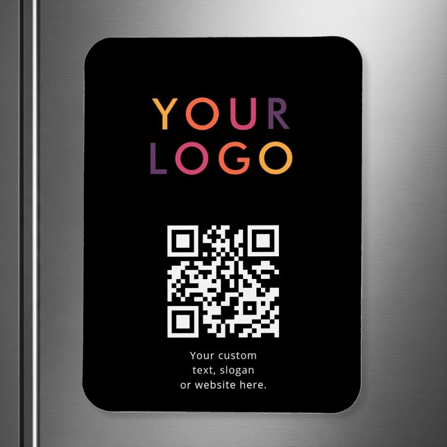 Logo QR Code Business Template Black Magnet (Von Creator hochgeladen)
