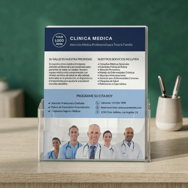 Logo-QR-Code der spanischen medizinischen Klinik f Flyer (Spanish Medical Clinic Doctor Logo QR Code Flyer)