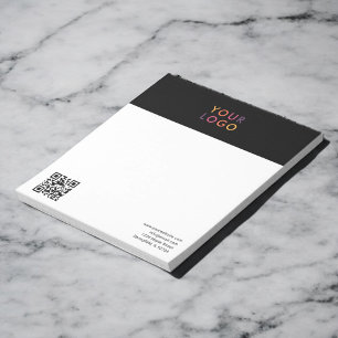 Logo QR Code Einfache schwarze Notepad Notizblock