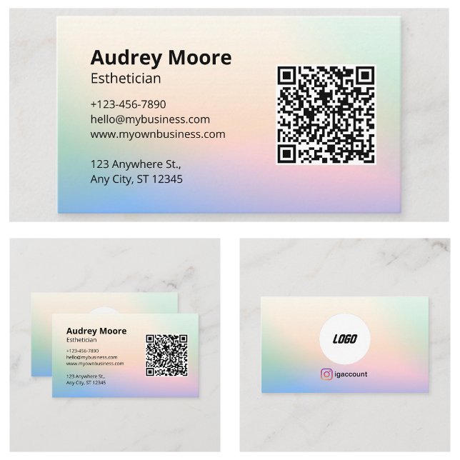 Logo QR Code Esthetiker Wasserfarbe Visitenkarte (Logo QR Code Esthetician Watercolor Business Card
)