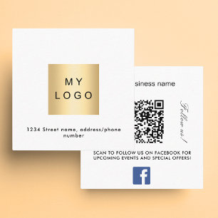 Logo QR Code Facebook folgen uns weißen Premium Quadratische Visitenkarte