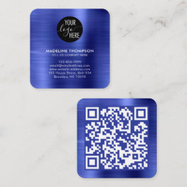Logo-QR-Code für "Brushed Metallic Blue Company" Quadratische Visitenkarte