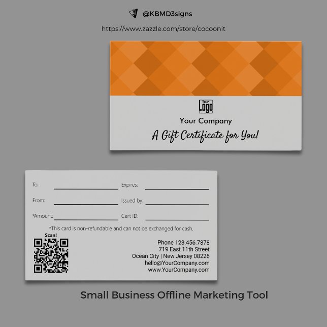 Logo QR Code Grau Schwarz Orange Geschenkgutschein (Logo QR Code Gray Black Orange Gift Certificate)