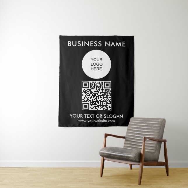 Logo-QR-Code-Hintergrund für Party-Event-Seminar Wandteppich (Beispiel)