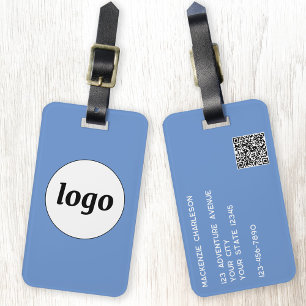 Logo-QR-Code Minimalistisch Blue-Business-Werbeakt Gepäckanhänger