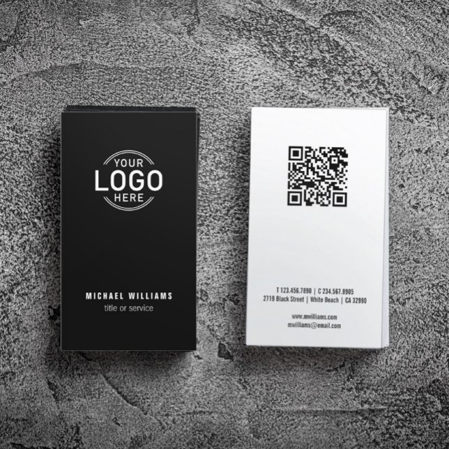 Logo QR Code Minimalistisch Schwarz-weiß Visitenkarte (Von Creator hochgeladen)