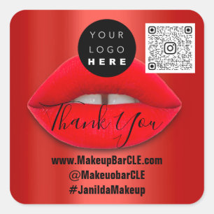 Logo QR-Code Name Danke, dass Sie Red Wine Lips ka Quadratischer Aufkleber