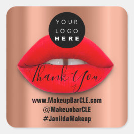 Logo QR-Code Name Vielen Dank Shopping Red Lips Co Quadratischer Aufkleber