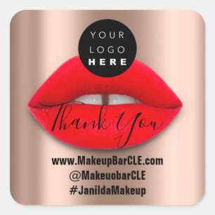 Logo-QR-Code-Name Vielen Dank Shopping Red Lips Ro Quadratischer Aufkleber