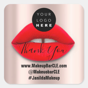 Logo-QR-Code-Name Vielen Dank Shopping Red Lips Ro Quadratischer Aufkleber