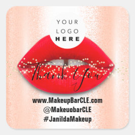 Logo-QR-Code-Name Vielen Dank Shopping Red Lips Ro Quadratischer Aufkleber
