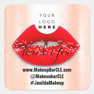 Logo-QR-Code-Name Vielen Dank Shopping Red Lips Ro Quadratischer Aufkleber