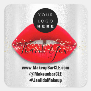 Logo QR-Code Name Vielen Dank Shopping Red Lips Si Quadratischer Aufkleber