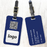 Logo QR Code Navy Blue Business Promotion Gepäckanhänger<br><div class="desc">Einfaches Logo und QR Code Design für Ihr Unternehmen. Ersetzen Sie das Logo, den QR-Code Ziel-URL und den Namen und die Adressdaten durch Ihre eigenen - oder verließ Sie das hintere Leerzeichen. Ändern Sie die Hintergrundfarbe im Entwurfswerkzeug, um sie anzupassen. Ideal als Werbeartikel für Kunden, Kunden und Mitarbeiter, für Geschäftsreisen...</div>