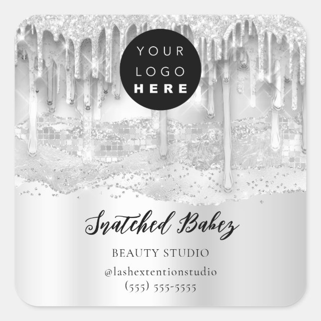 Logo QR Code Online Shop Schlaganfälle Silver Gray Quadratischer Aufkleber (Vorderseite)