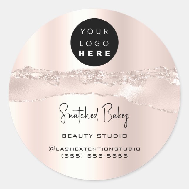 Logo QR Code Online Shop Silver Glitzer RosePowder Runder Aufkleber (Vorderseite)