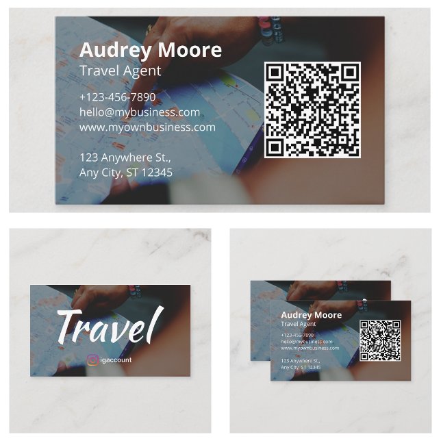 Logo QR-Code Reiseagent Visitenkarte (Logo QR Code Travel Agent Business Cards
)