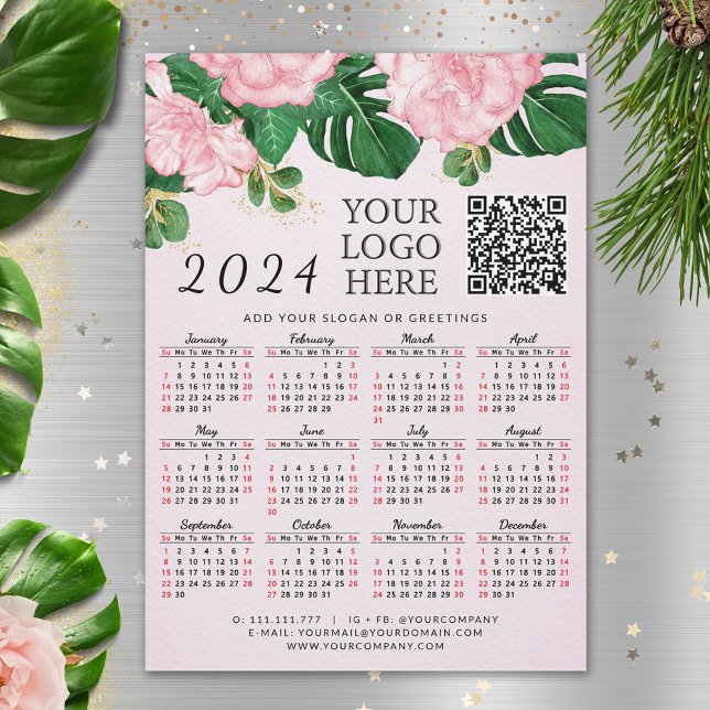 Logo QR-Code Rosa 2024 Business Calendar Magnet (Von Creator hochgeladen)
