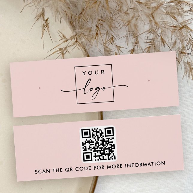 Logo QR-Code Rosa Ohrring-Anzeigetafel (Logo QR code blush pink stud earring display card)