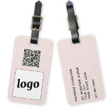 Logo QR Code Rosa Werbung für Unternehmen Gepäckanhänger<br><div class="desc">Einfaches Logo und QR Code Design für Ihr Unternehmen. Ersetzen Sie das Logo, den QR-Code Ziel-URL und den Namen und die Adressdaten durch Ihre eigenen - oder verließ Sie das hintere Leerzeichen. Ändern Sie die Hintergrundfarbe im Entwurfswerkzeug, um sie anzupassen. Ideal als Werbeartikel für Kunden, Kunden und Mitarbeiter, für Geschäftsreisen...</div>