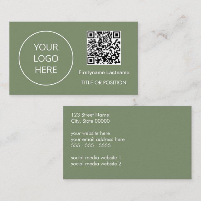 Logo QR Code Sage Grüne Visitenkarte (Vorne/Hinten)