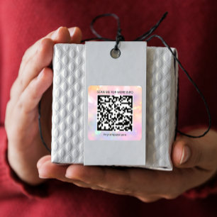 Logo QR Code Scan Me Online Shop Holografisch rosa Quadratischer Aufkleber