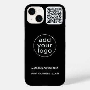 Logo & QR-Code Schwarz   Business Minimalist Case-Mate iPhone 14 Hülle