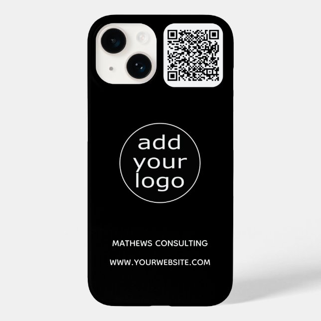Logo & QR-Code Schwarz | Business Minimalist Case-Mate iPhone Hülle (Rückseite)