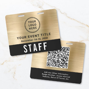 Logo QR-Code Schwarz Gold Event-Zugangs-Pass Ausweis