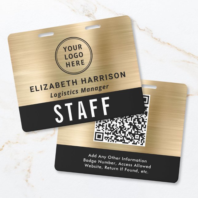 Logo QR-Code Schwarz Gold Event-Zugangs-Pass Ausweis (Logo QR Code Black Gold Event Access Pass Badge)