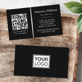 Logo QR-Code Silbergrau Gradiententeiler schwarz Visitenkarte