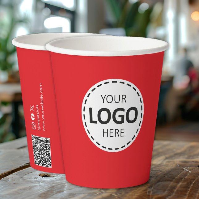 Logo, QR-Code, Social Media Custom Red Paper Cups Pappbecher (Von Creator hochgeladen)