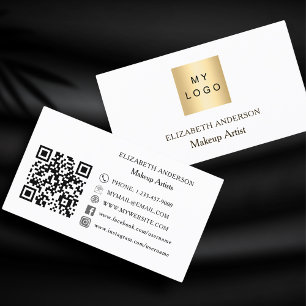 Logo Qr Code Social Media Schwarz Premium Visitenkarte