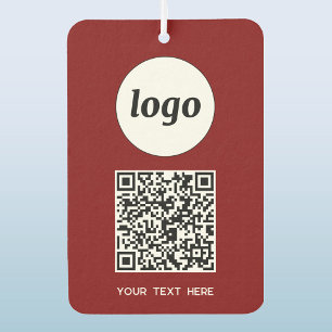 Logo QR Code Text Business Promotion Burgundy Autolufterfrischer