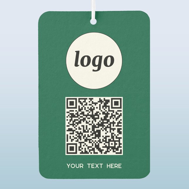 Logo QR Code Text Business Promotion Green Autolufterfrischer (Simple logo QR code custom text business branding promotional car motor vehicle air freshener)