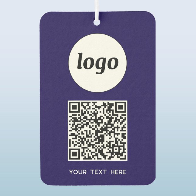 Logo QR Code Text Business Werbung Navy Blue Autolufterfrischer (Simple logo QR code custom text business branding promotional car motor vehicle air freshener)